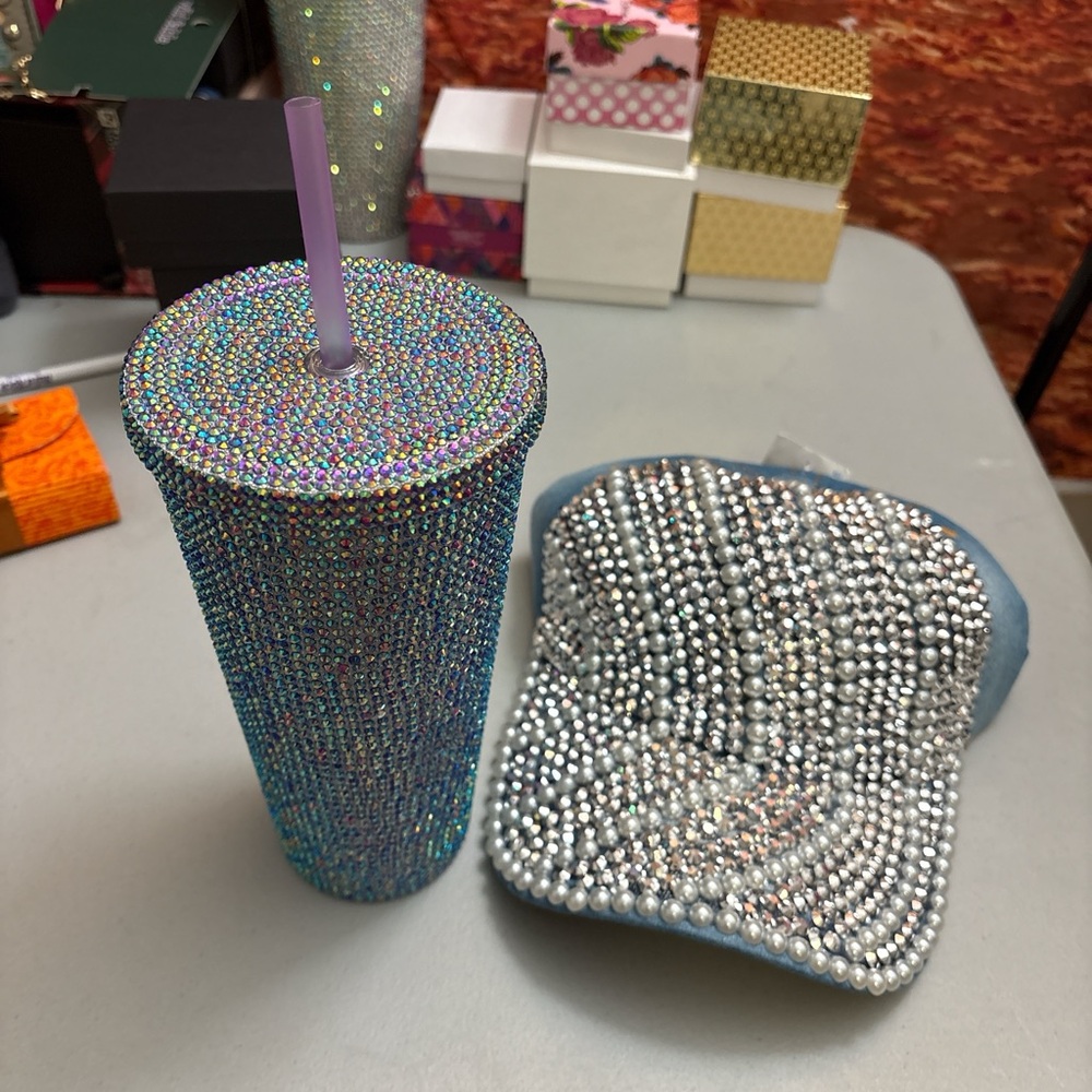 Rhinestone Tumbler and Cap Set